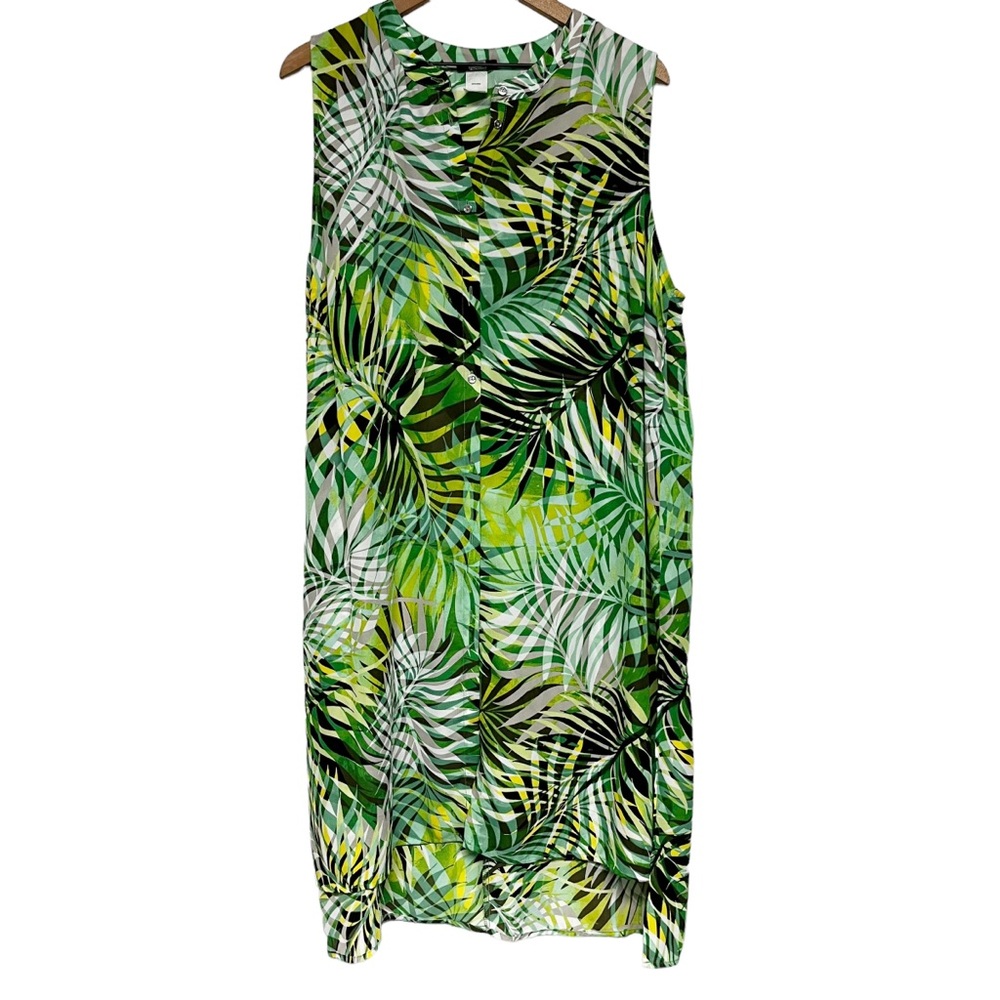 NWT Cocomo Womens Tropical Coverup Dress Size 2X Semi Sheer Beachy Travel Green